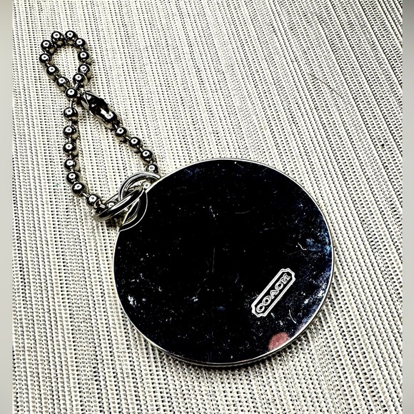 Coach Blue & White Round “C” Circle Metal Hangtag / Keychain / Bag Charm 1.75” - Picture 4 of 4